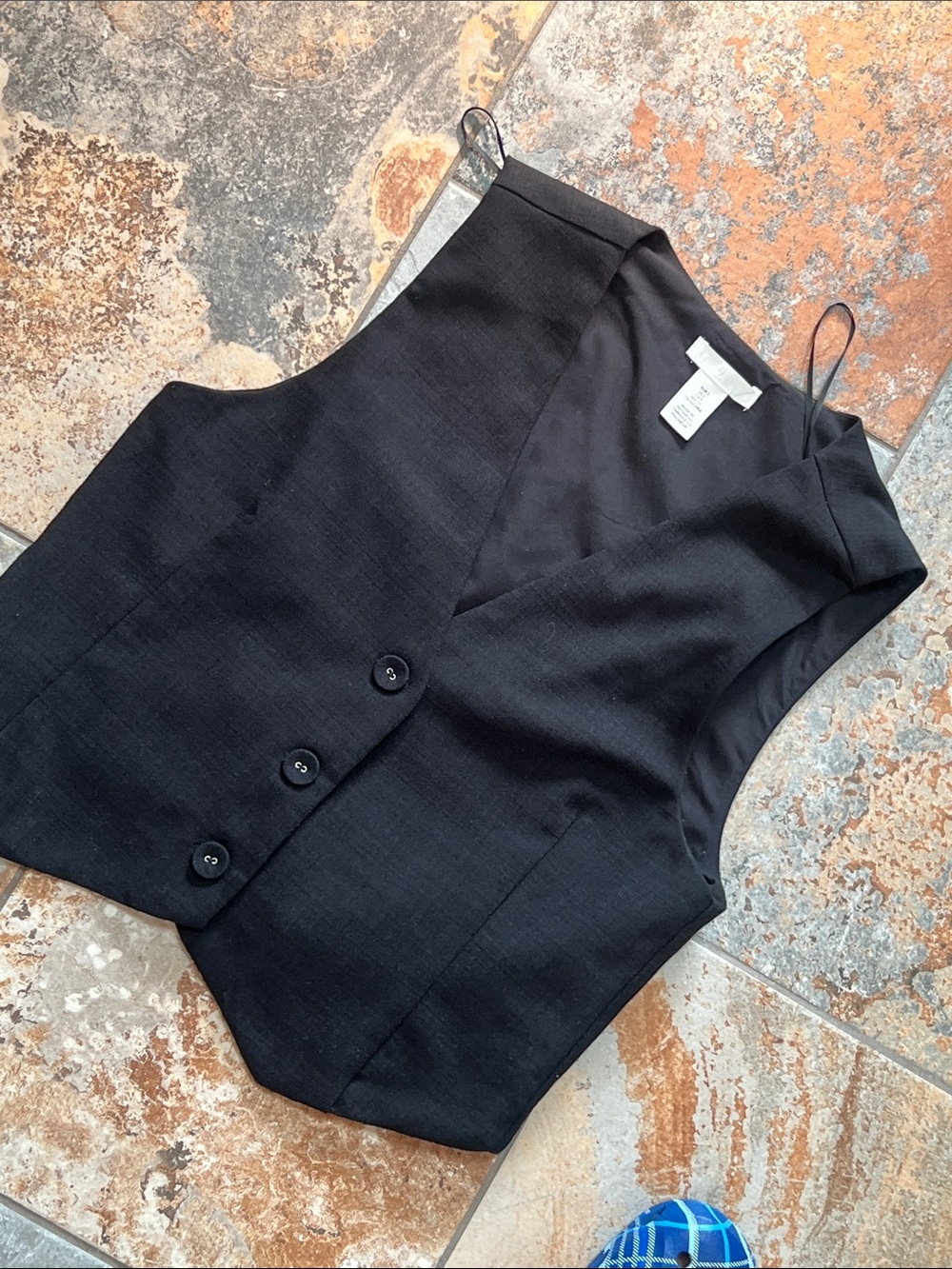 Black Sleeveless Button-Front Vest